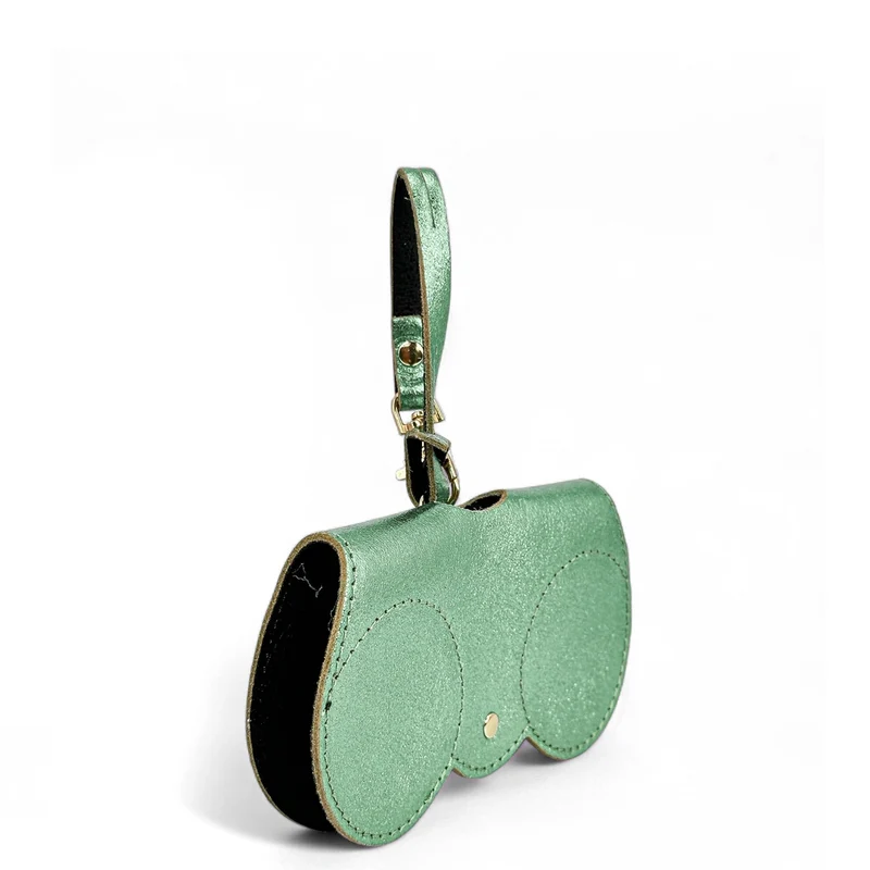 Etui à lunettes en cuir irisé PEANUT GLOW Menthe givrée