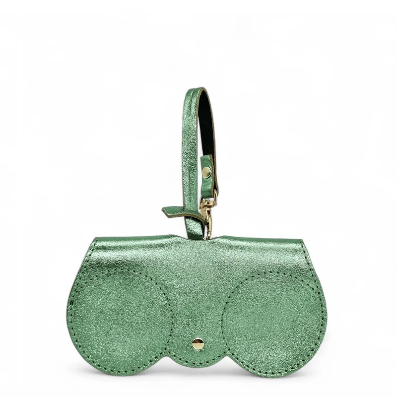 Etui à lunettes en cuir irisé PEANUT GLOW Menthe givrée