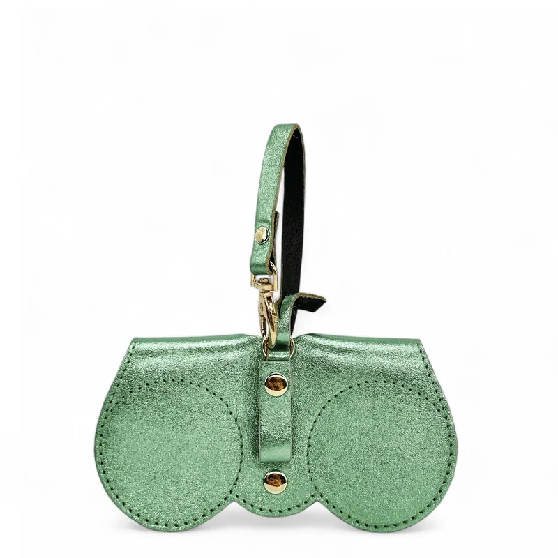 Etui à lunettes en cuir irisé PEANUT GLOW Menthe givrée