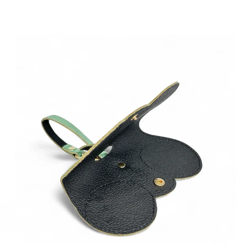 Etui à lunettes en cuir irisé PEANUT GLOW Menthe givrée