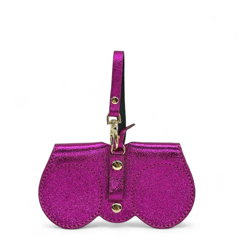 Etui à lunettes en cuir irisé PEANUT GLOW Rose fuchsia irisé