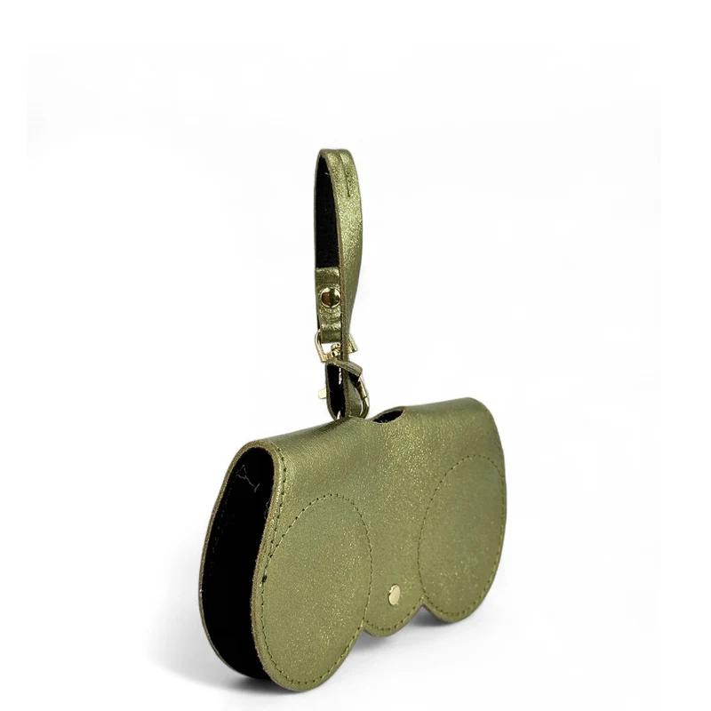 Etui à lunettes en cuir irisé PEANUT GLOW Vert kaki irisé