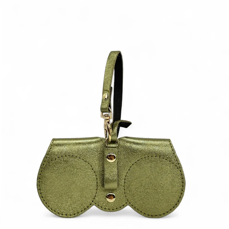 Etui à lunettes en cuir irisé PEANUT GLOW Vert kaki irisé