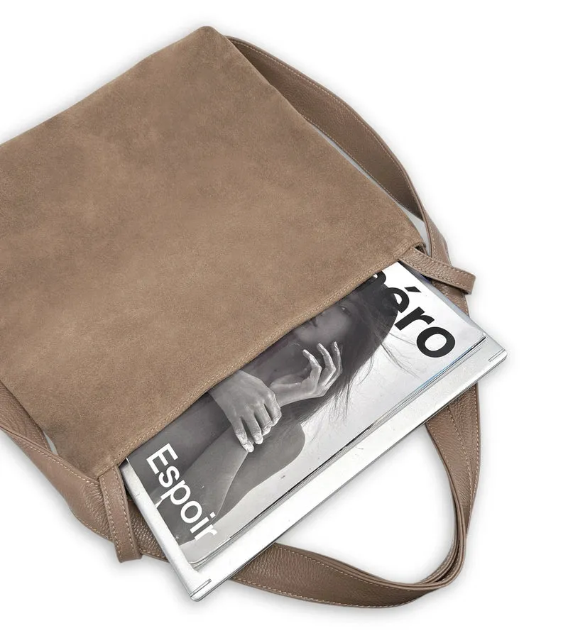 Sac à main convertible en daim SOHO SUEDE Taupe foncé