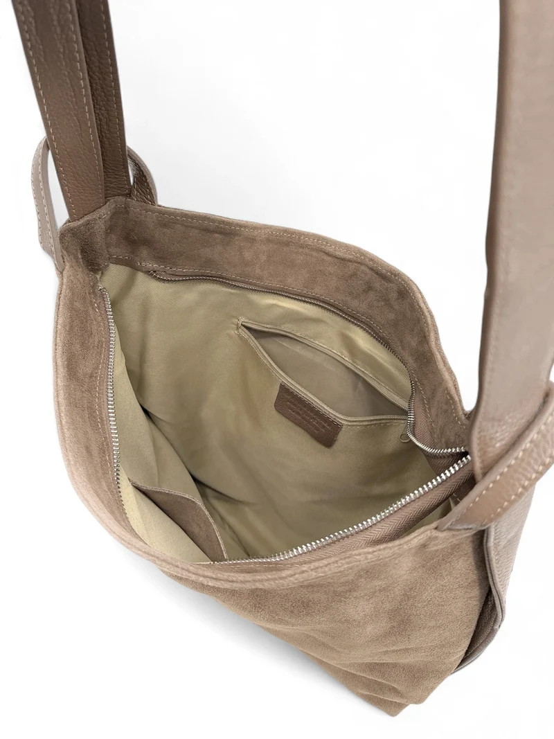 Sac à main convertible en daim SOHO SUEDE Taupe foncé