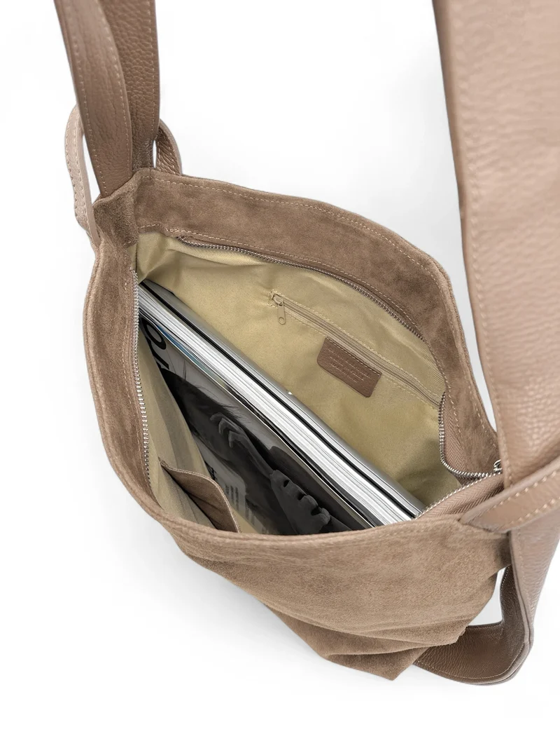 Sac à main convertible en daim SOHO SUEDE Taupe foncé