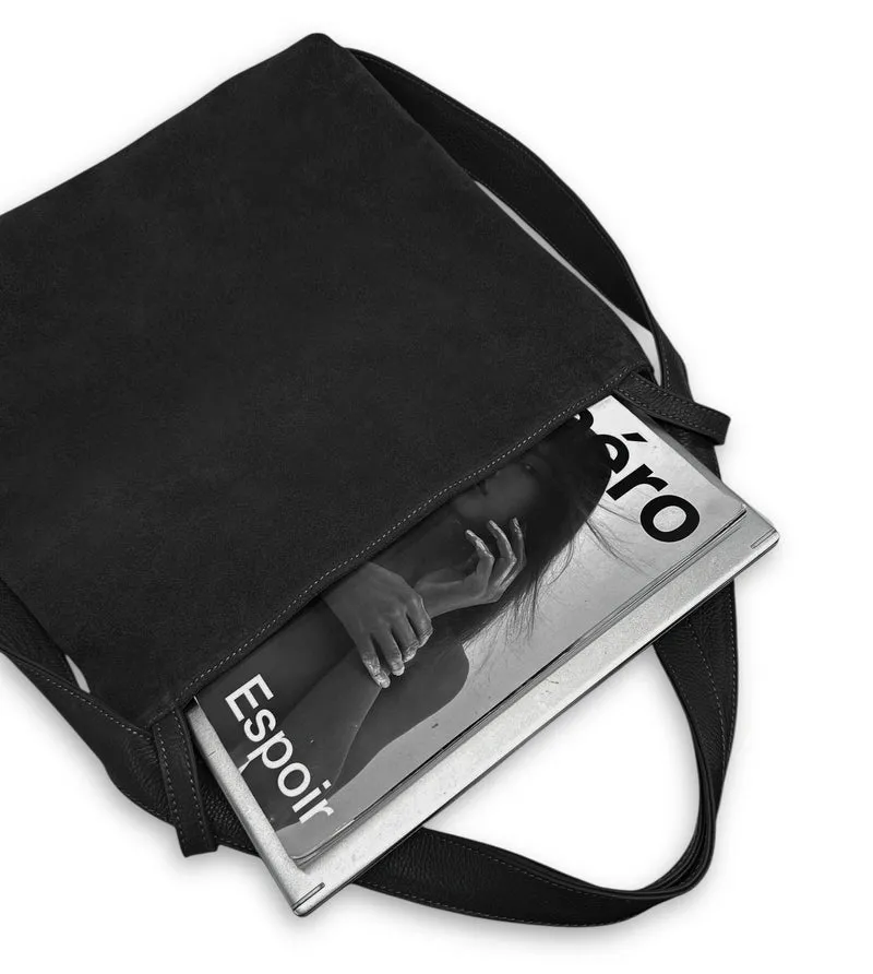 Sac à main convertible en daim SOHO SUEDE Noir