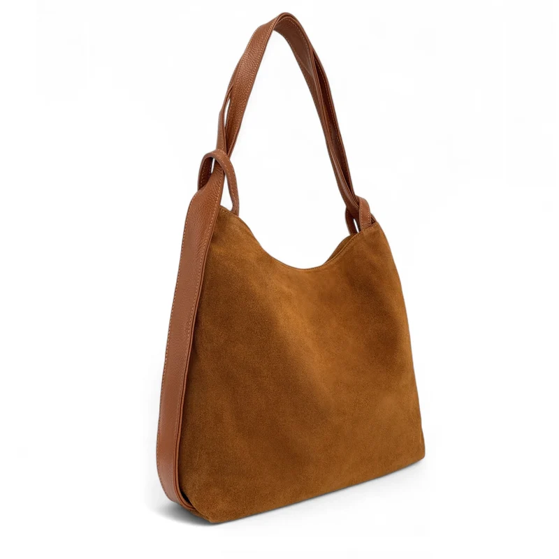 Sac à main convertible en daim SOHO SUEDE Camel foncé