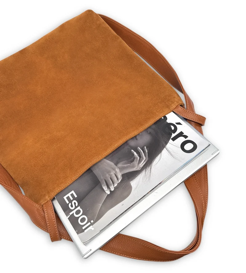 Sac à main convertible en daim SOHO SUEDE Camel foncé