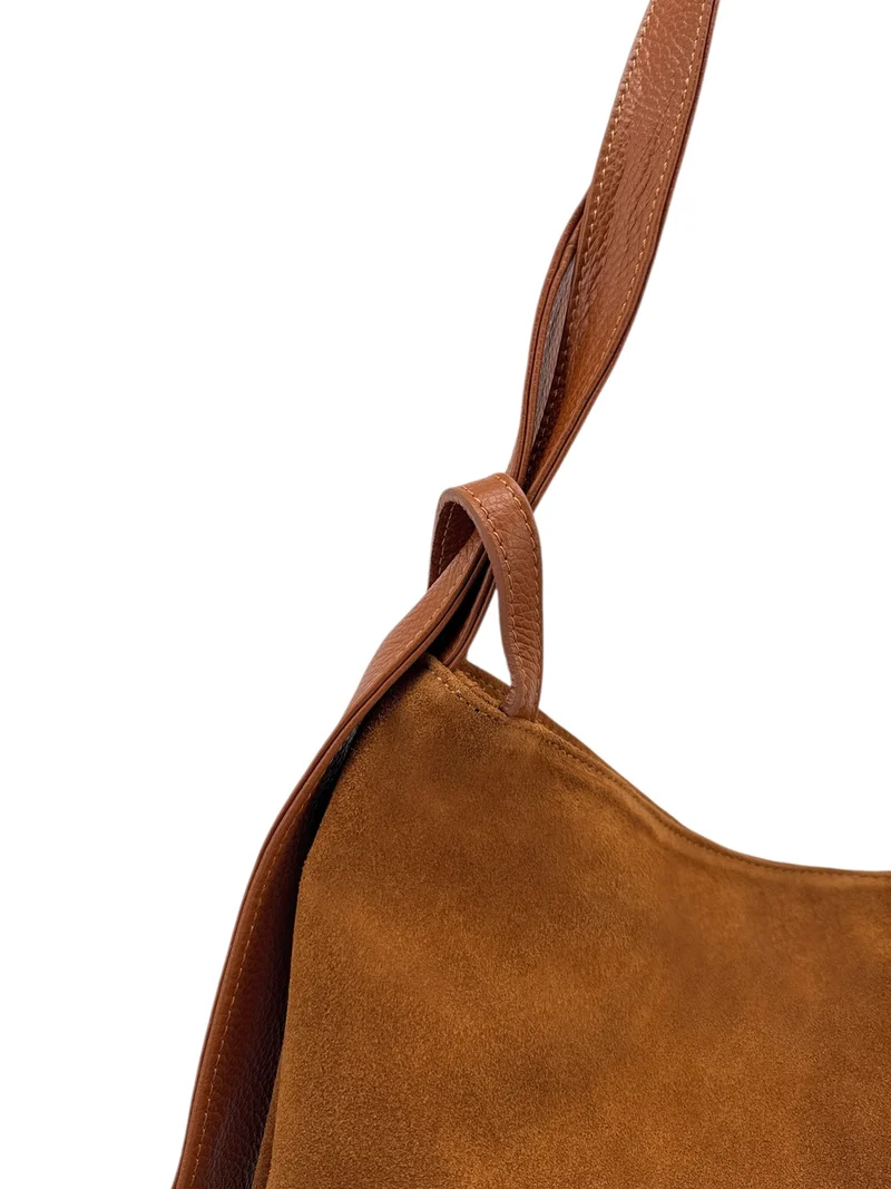Sac à main convertible en daim SOHO SUEDE Camel foncé