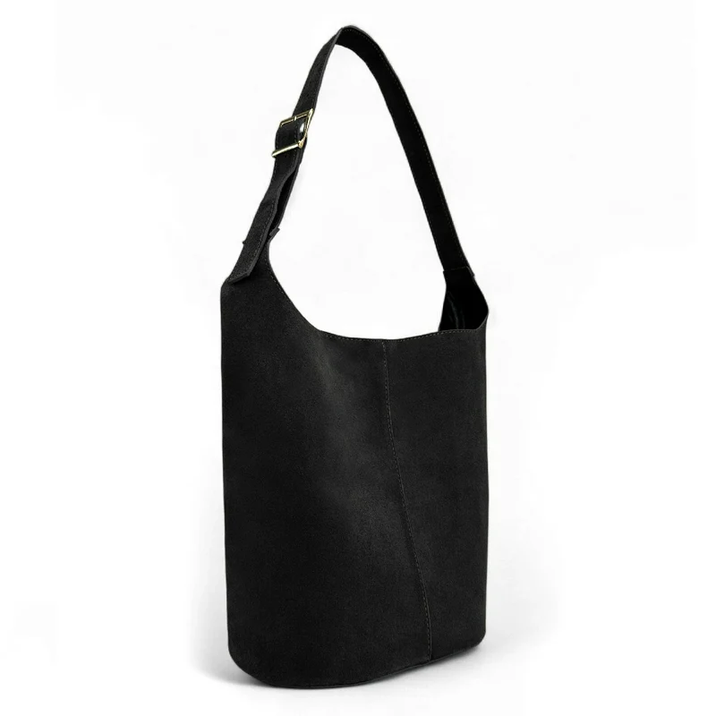 Sac seau en daim CLARENCE Noir