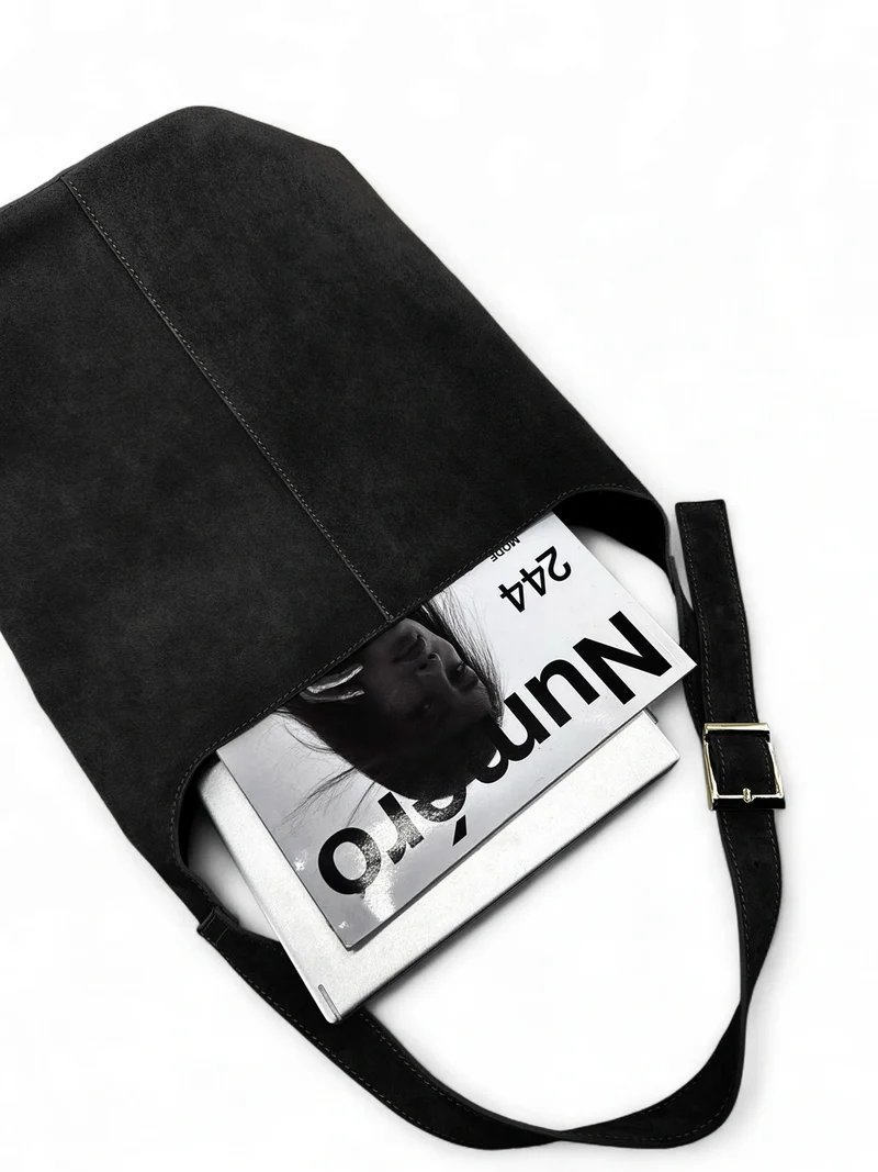 Sac seau en daim CLARENCE Noir