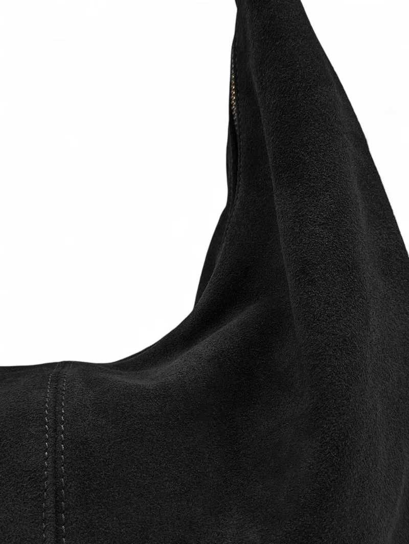 Besace demi-lune en daim HERMIONE Noir
