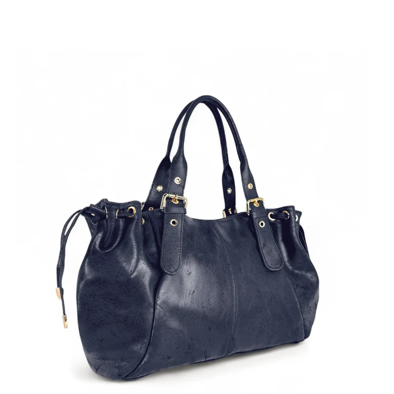 Sac bowling en cuir brossé PRINCESSE BROSSEE XL Bleu marine