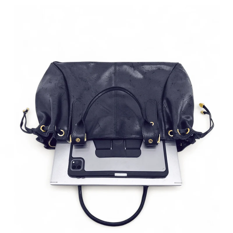 Sac bowling en cuir brossé PRINCESSE BROSSEE XL Bleu marine