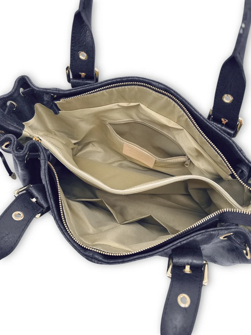 Sac bowling en cuir brossé PRINCESSE BROSSEE XL Bleu marine