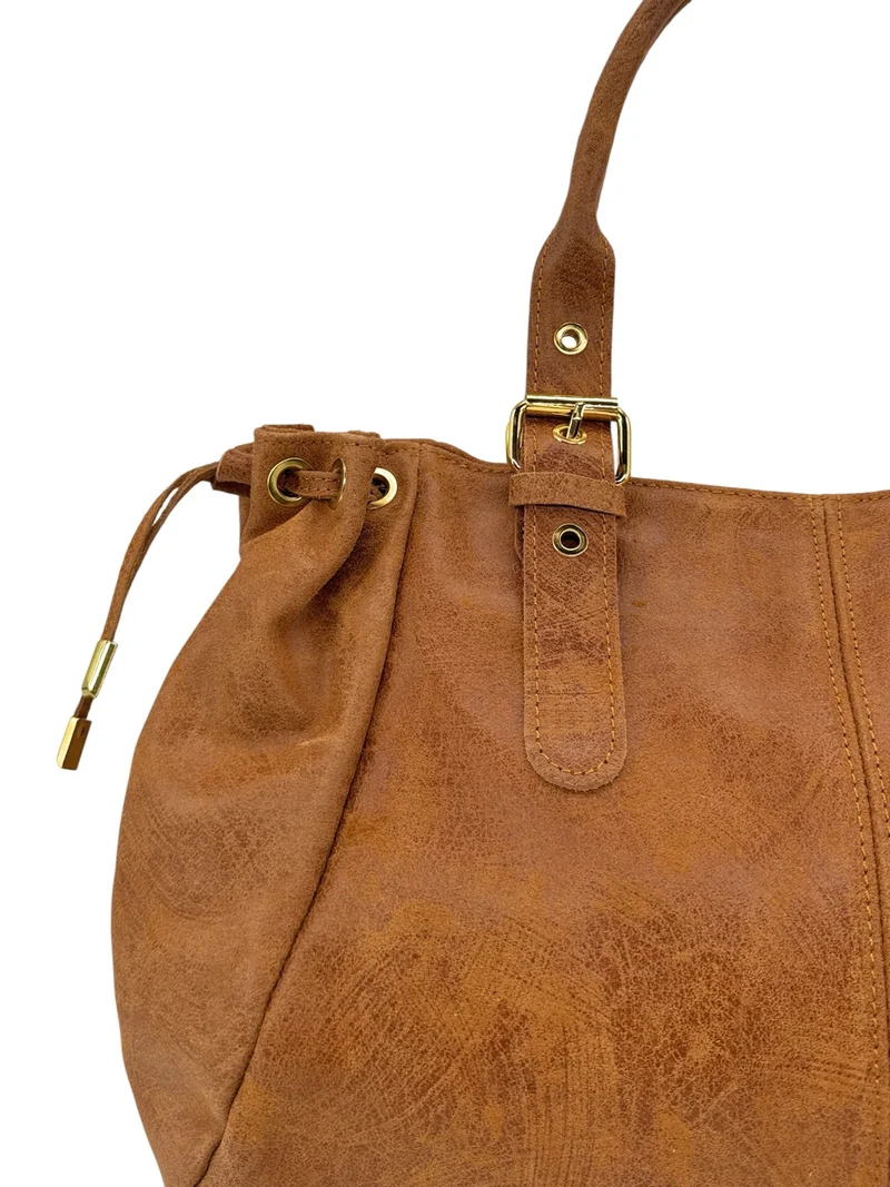 Sac bowling en cuir brossé PRINCESSE BROSSEE XL Marron camel