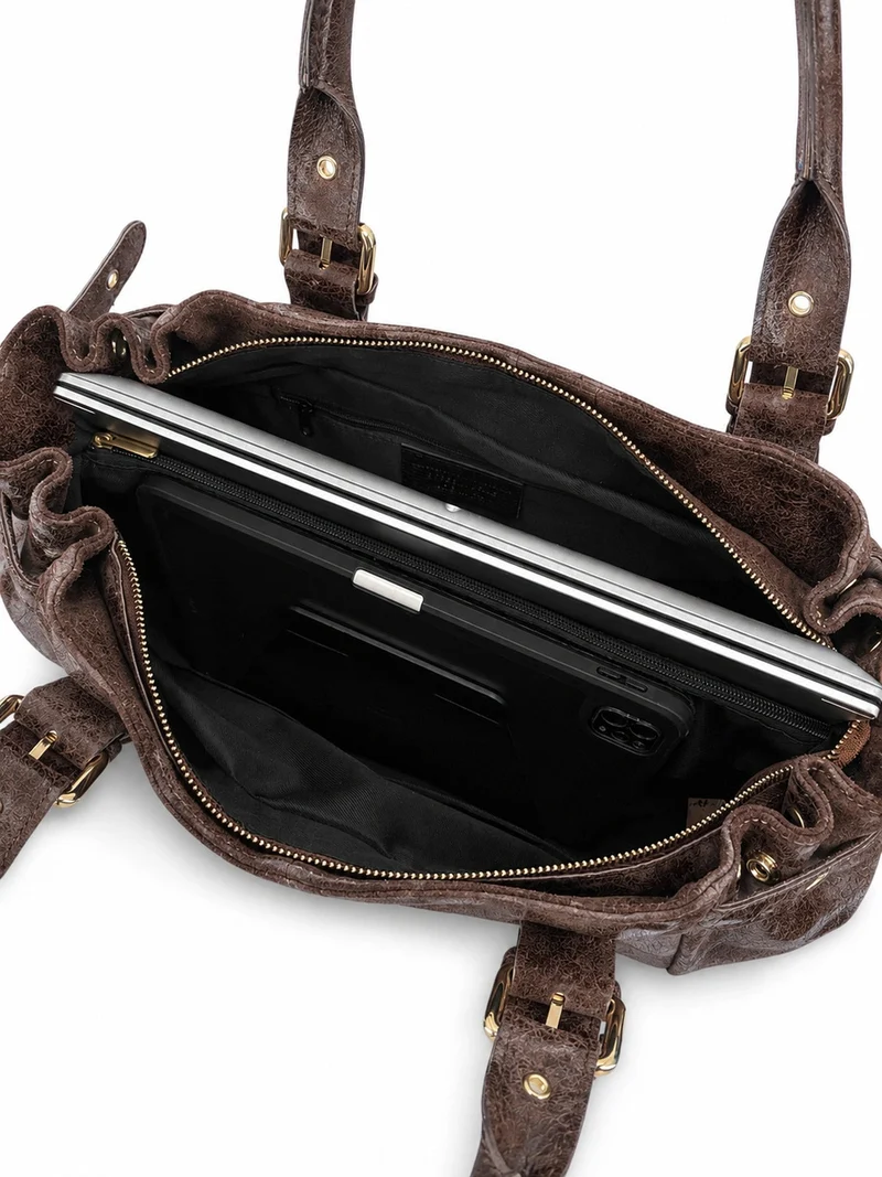 Sac bowling en cuir brossé NEW PRINCESS XL Marron Chocolat