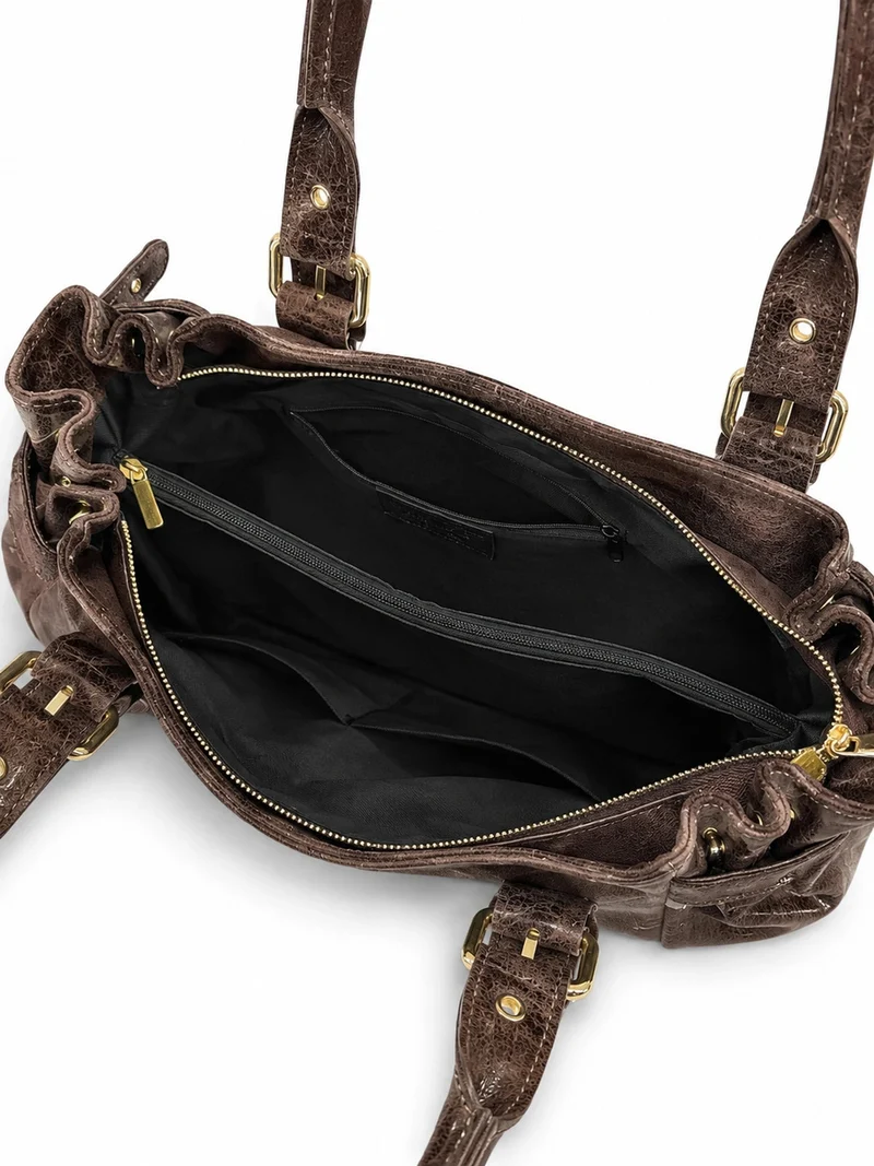 Sac bowling en cuir brossé NEW PRINCESS XL Marron Chocolat
