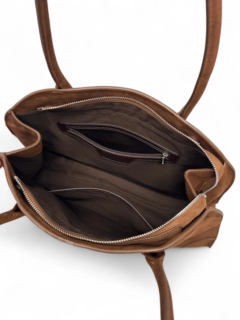 Sac cabas en daim CONSTANCE Châtaigne