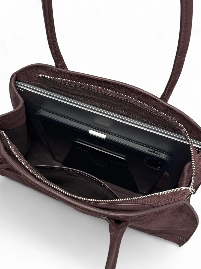 Sac cabas en daim CONSTANCE Chocolat