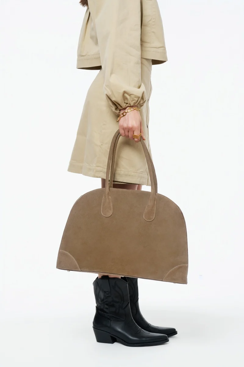 Sac cabas en daim CONSTANCE Taupe