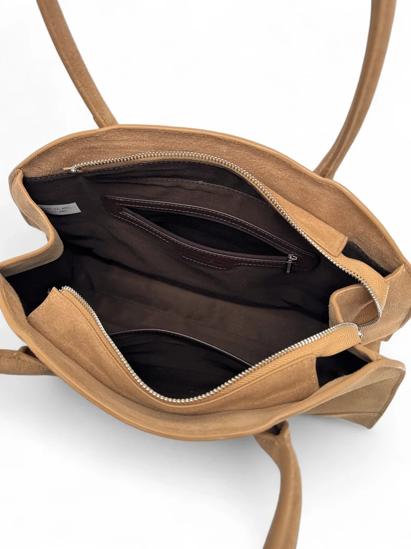 Sac cabas en daim CONSTANCE Taupe