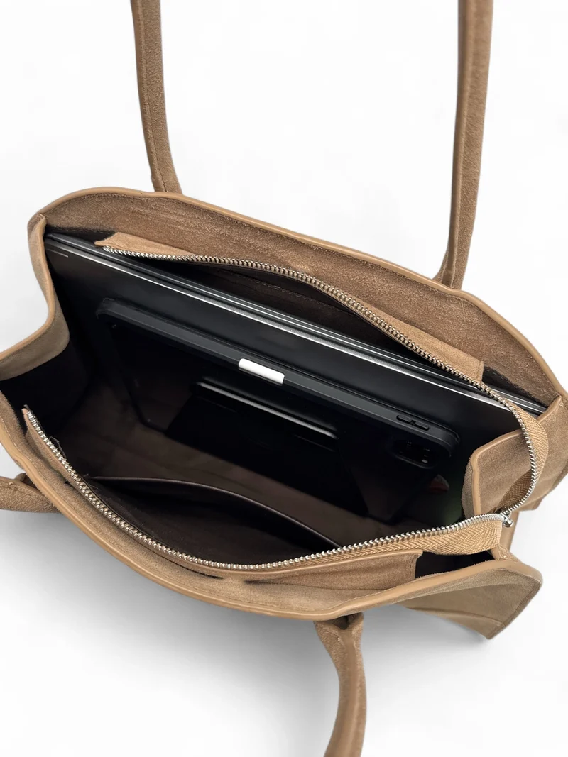 Sac cabas en daim CONSTANCE Taupe