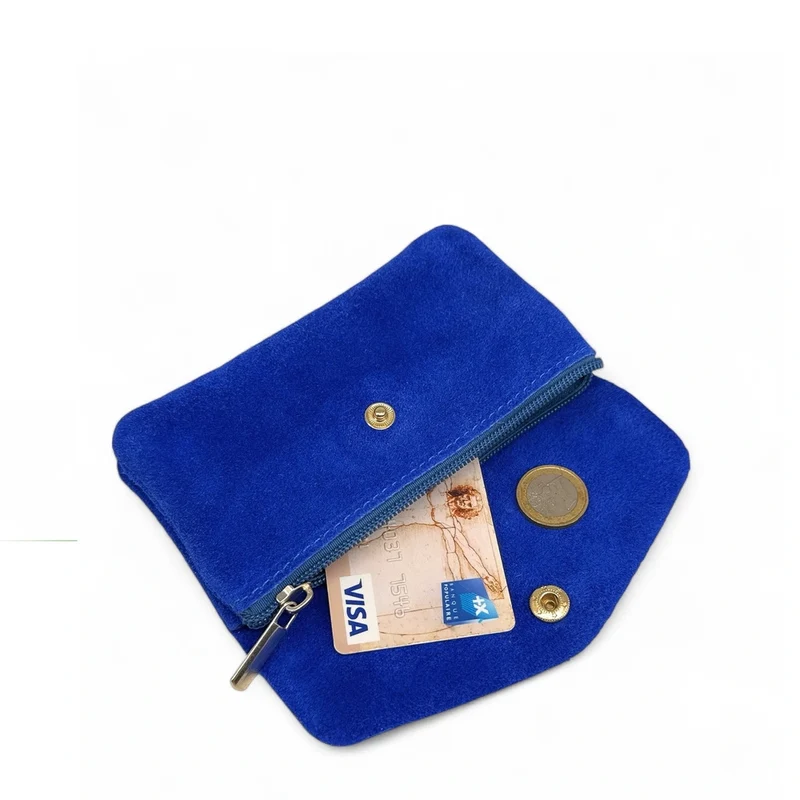 Pochette porte-monnaie en daim COMPO SUEDE Bleu roi