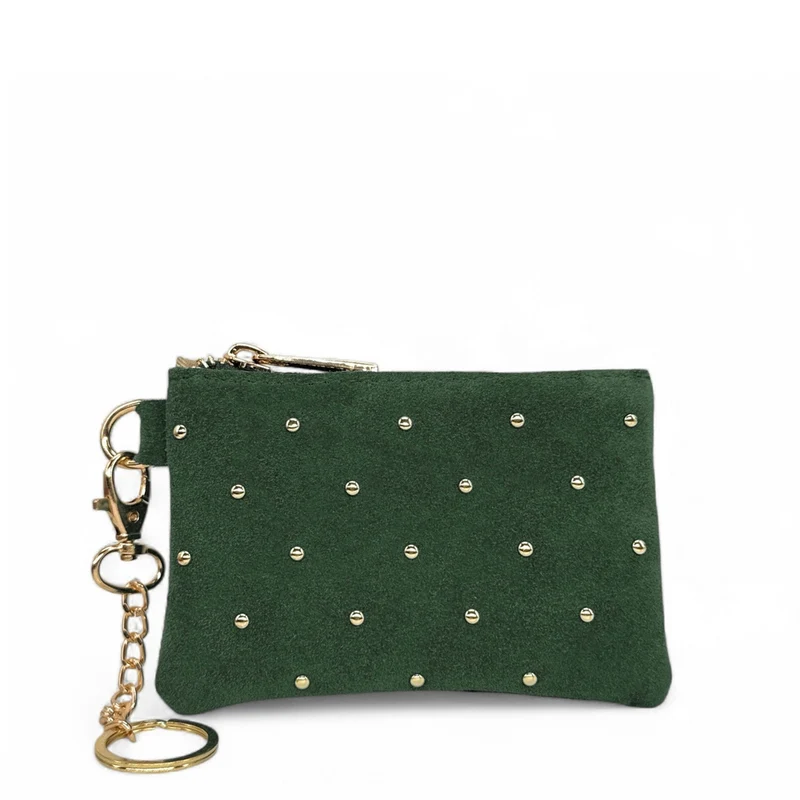 Porte-monnaie en daim TINY DOTS Vert forêt