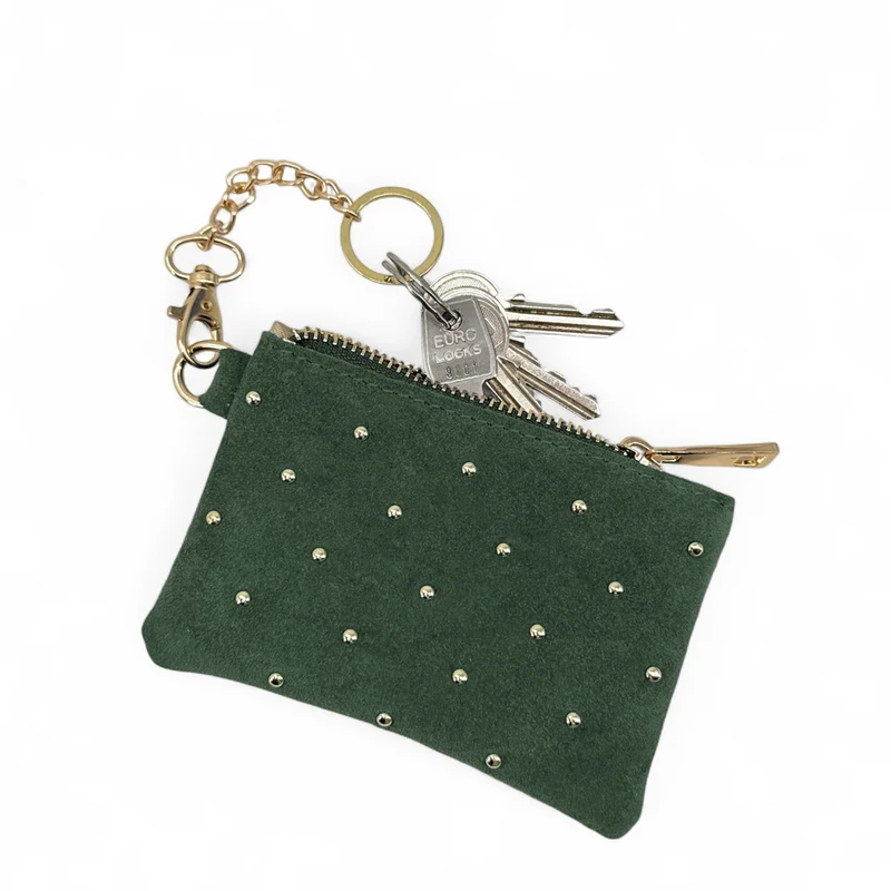 Porte-monnaie en daim TINY DOTS Vert forêt