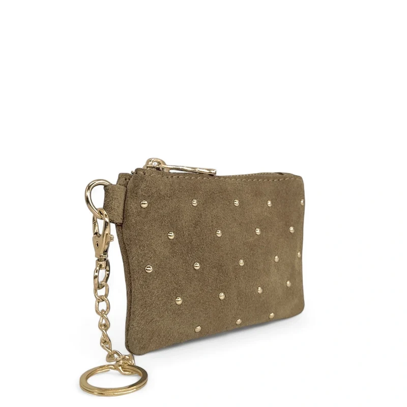 Porte-monnaie en daim TINY DOTS Taupe