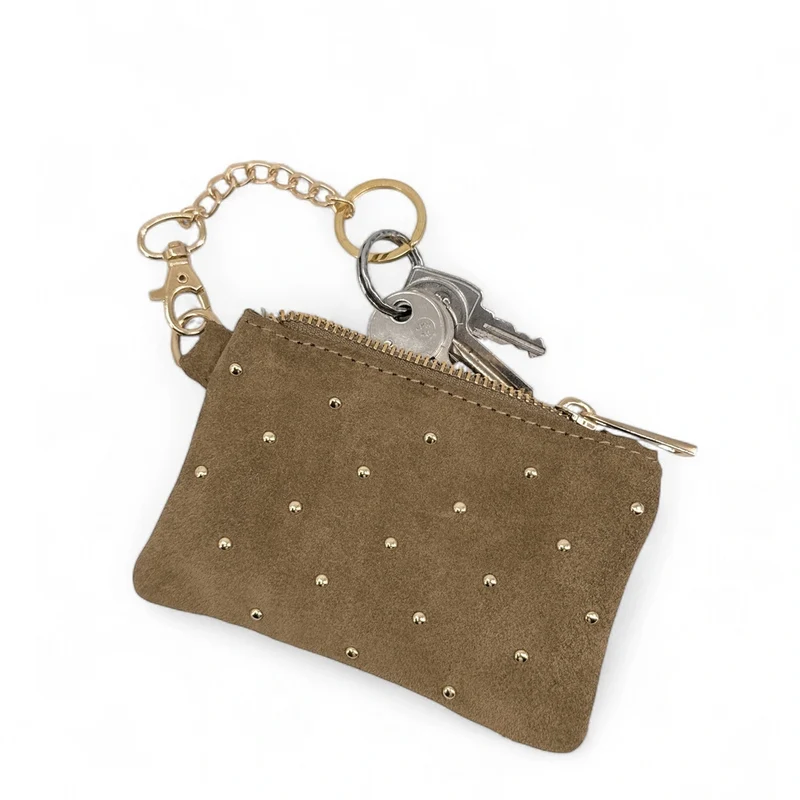 Porte-monnaie en daim TINY DOTS Taupe