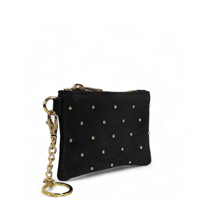 Porte-monnaie en daim TINY DOTS Noir