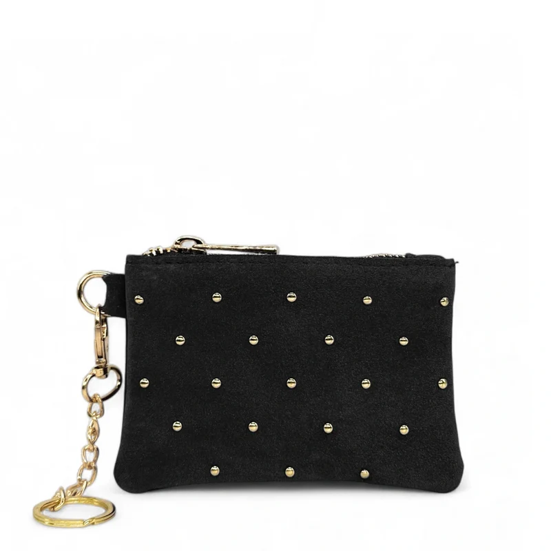 Porte-monnaie en daim TINY DOTS Noir