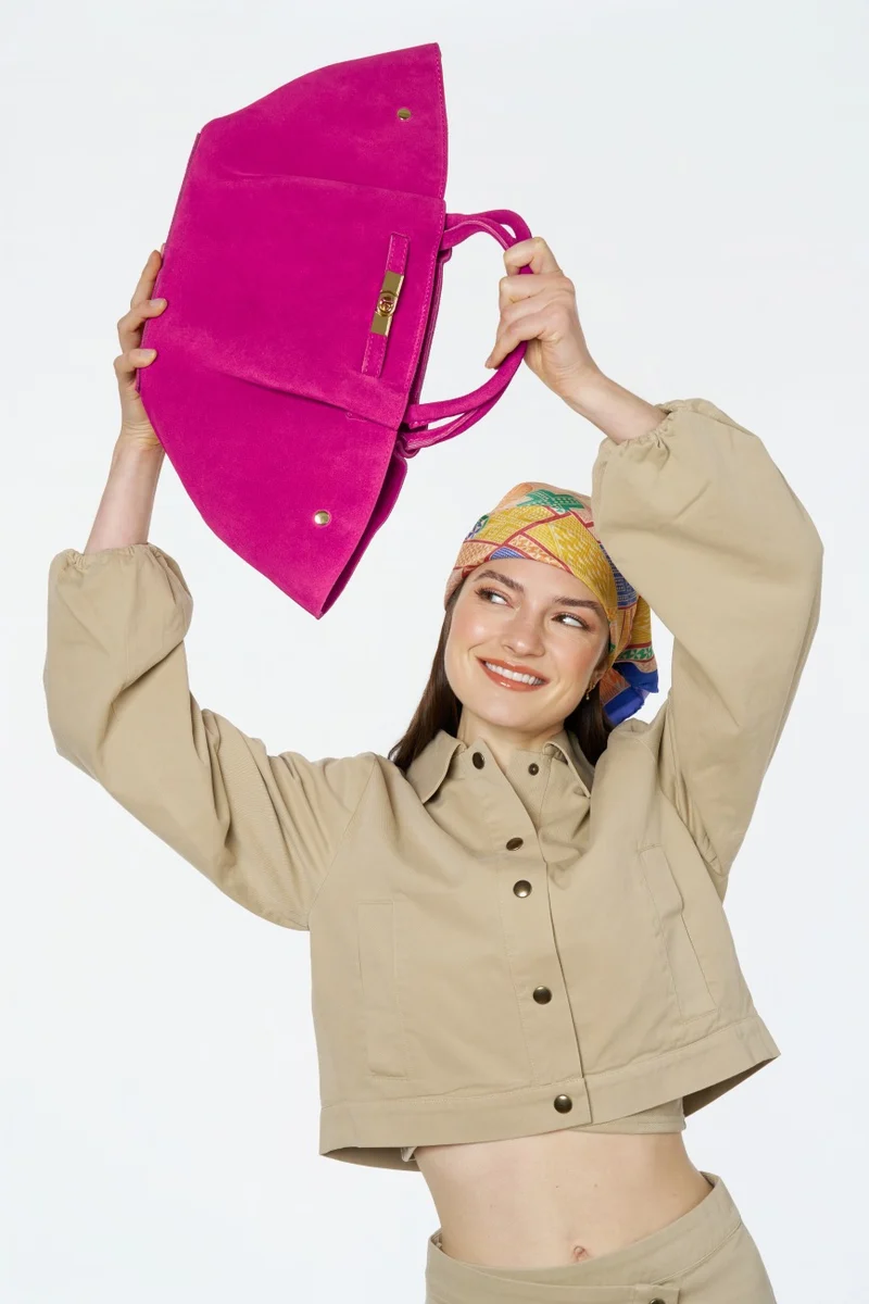 Sac cabas en daim CAPRI SUEDE Rose fuchsia