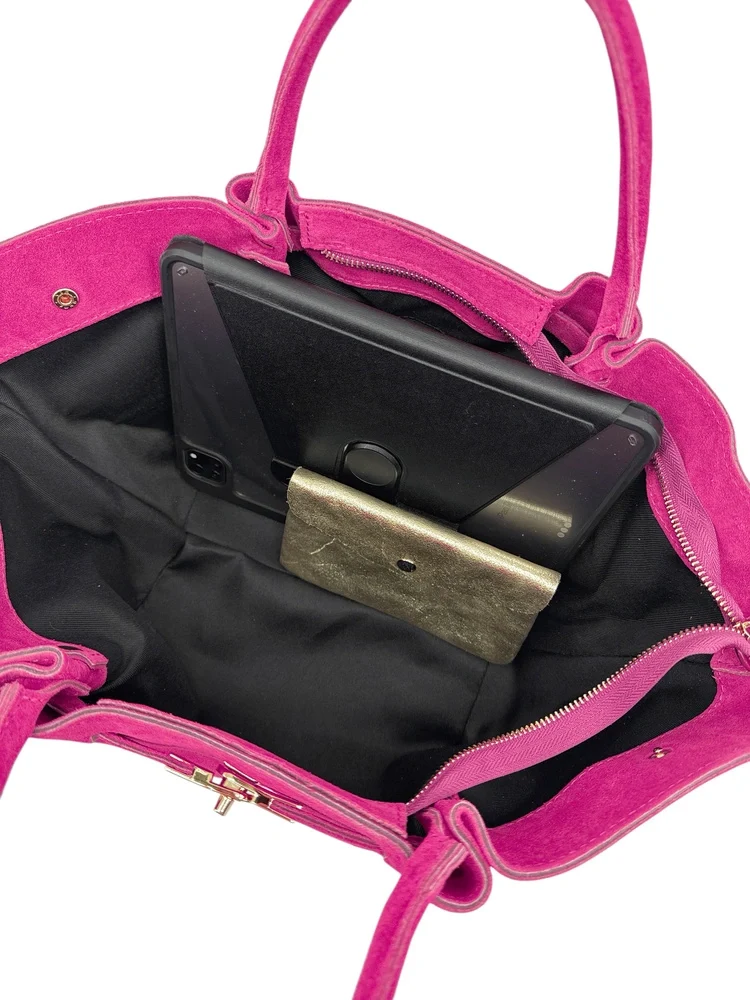 Sac cabas en daim CAPRI SUEDE Rose fuchsia