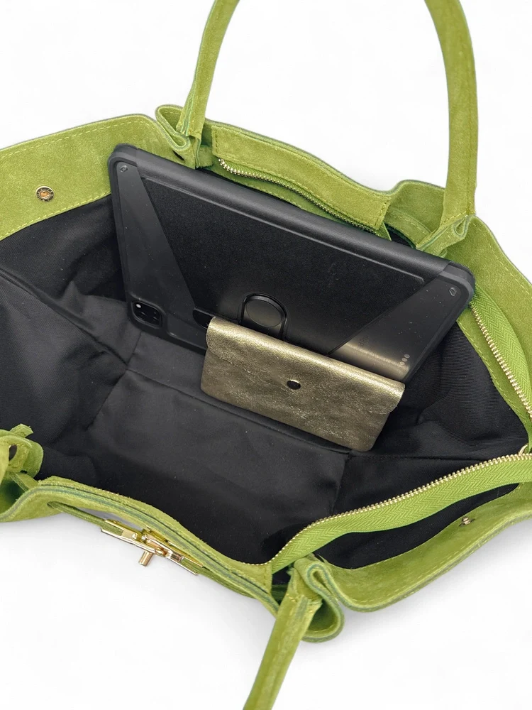 Sac cabas en daim CAPRI SUEDE Vert anis