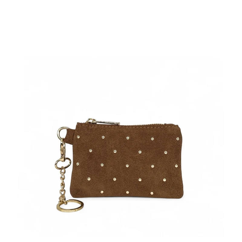 Porte-monnaie en daim TINY DOTS Marron Cannelle