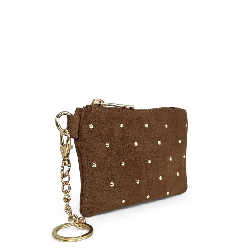 Porte-monnaie en daim TINY DOTS Marron Cannelle