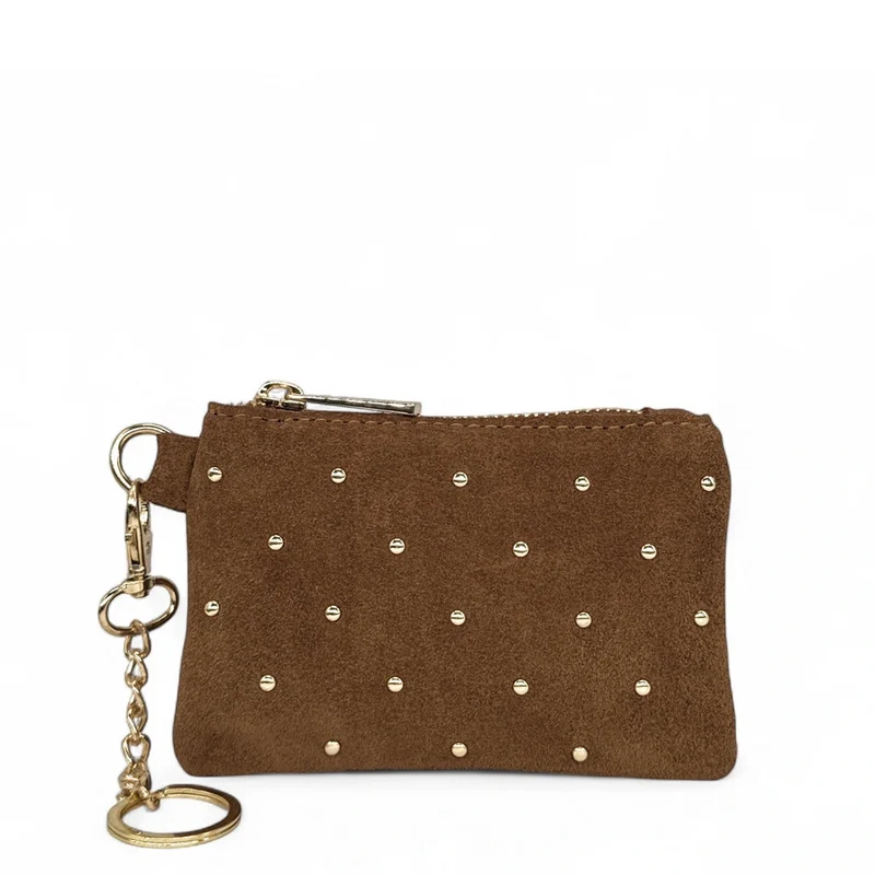 Porte-monnaie en daim TINY DOTS Marron Cannelle