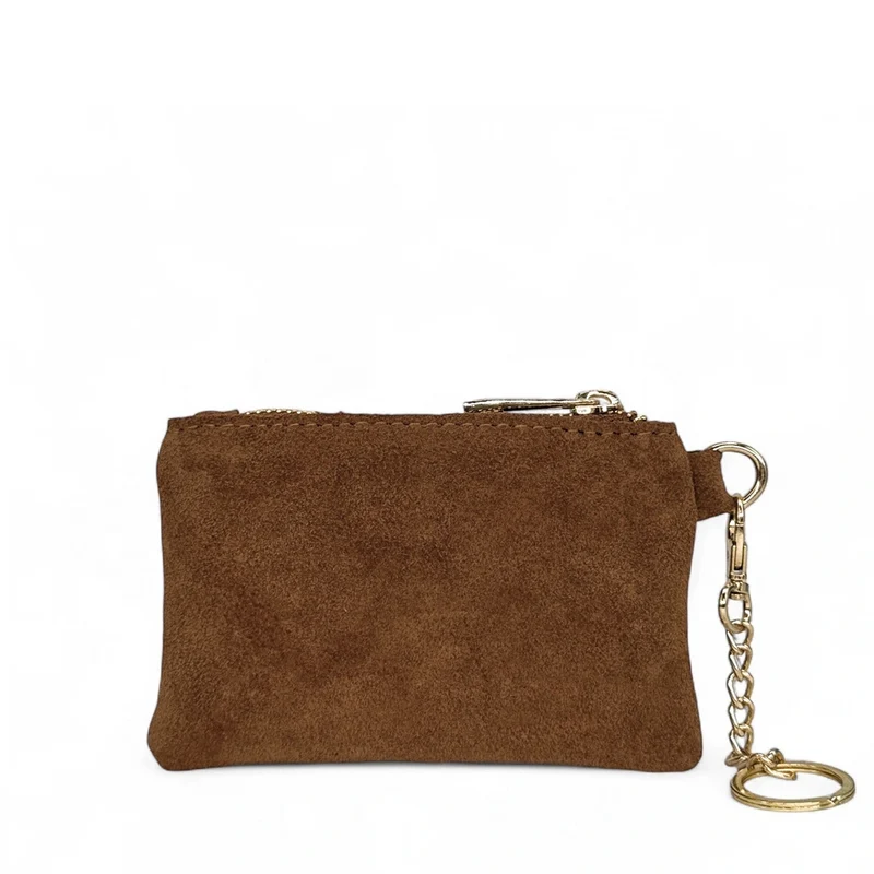 Porte-monnaie en daim TINY DOTS Marron Cannelle