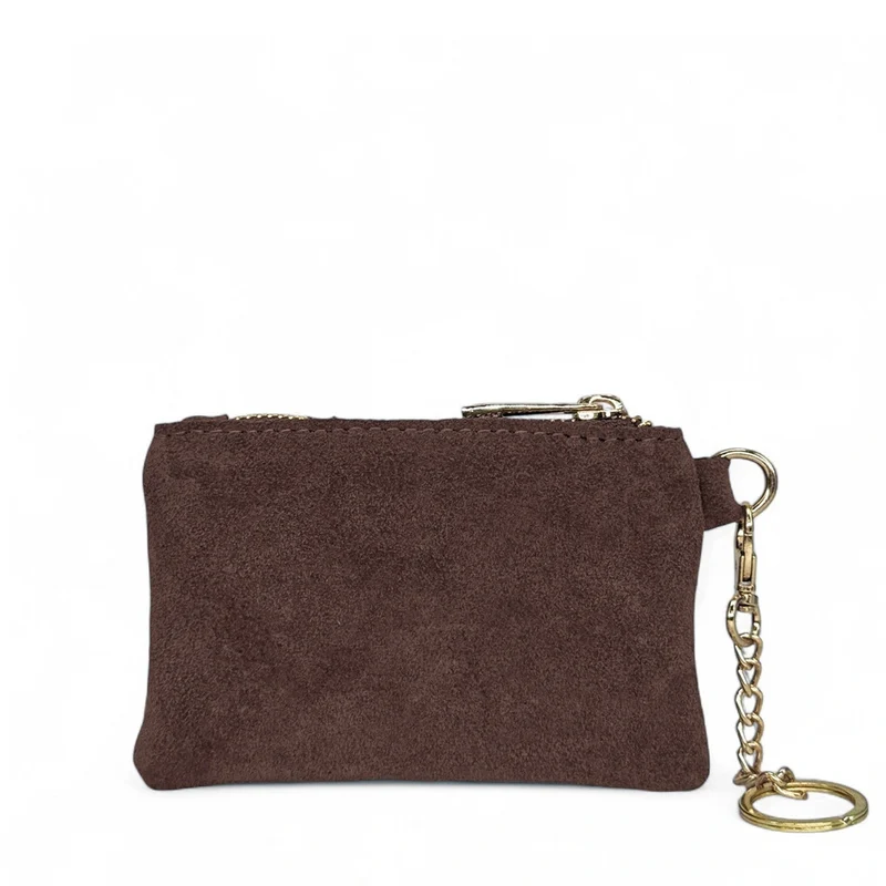 Porte-monnaie en daim TINY DOTS Marron Chocolat