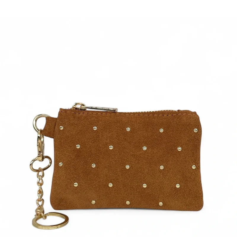 Porte-monnaie en daim TINY DOTS Marron camel foncé