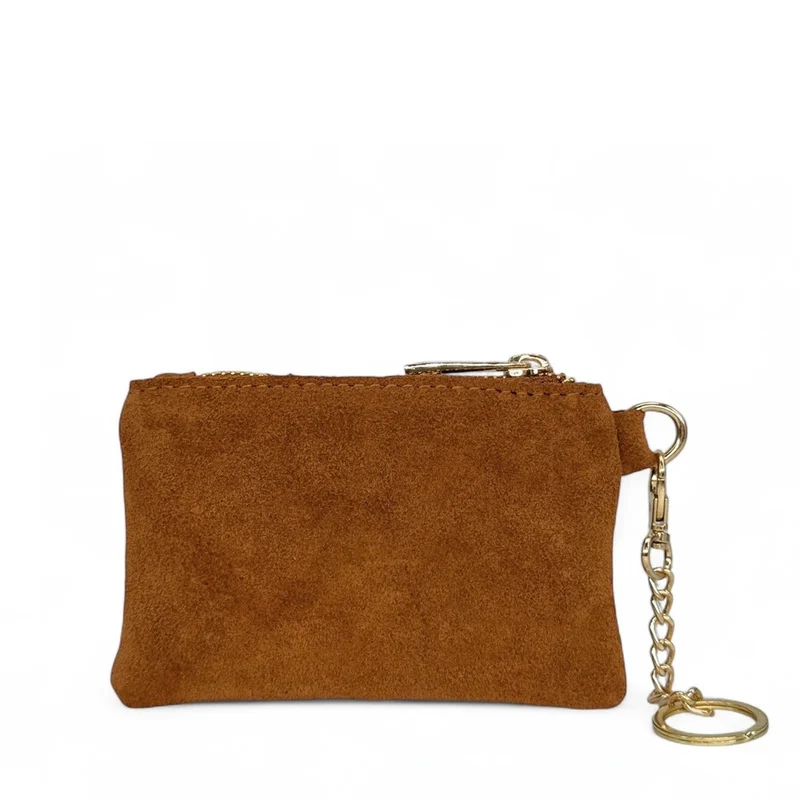 Porte-monnaie en daim TINY DOTS Marron camel foncé