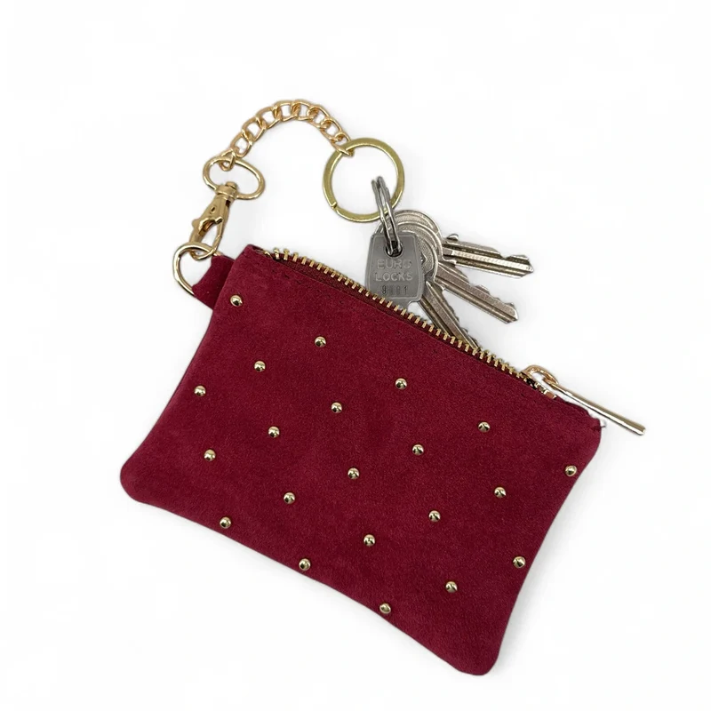 Porte-monnaie en daim TINY DOTS Bordeaux