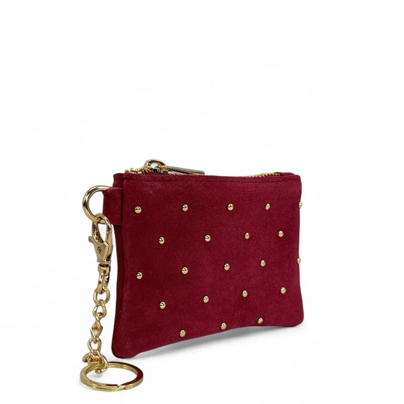 Porte-monnaie en daim TINY DOTS Bordeaux