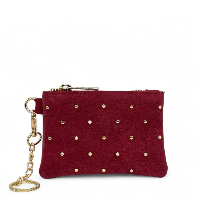 Porte-monnaie en daim TINY DOTS Bordeaux