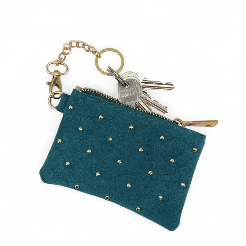Porte-monnaie en daim TINY DOTS Bleu vert canard