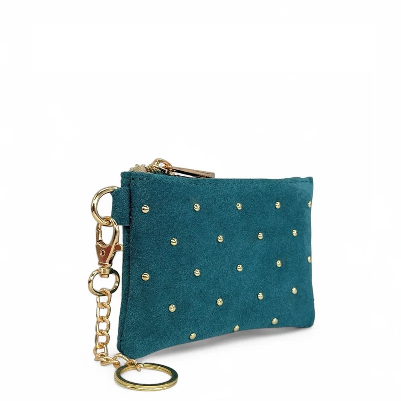 Porte-monnaie en daim TINY DOTS Bleu vert canard